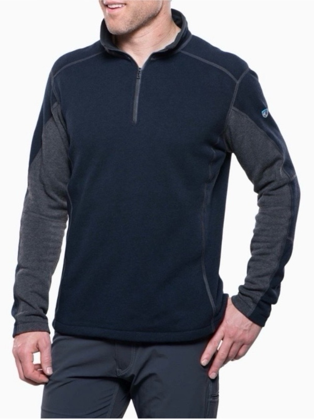 Kuhl Revel 1/4 Zip Fleece Sweater Sweatshirt Mens M Pullover Outdoor Hiking Blue